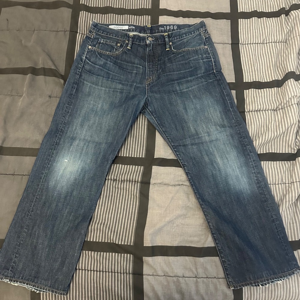 Gap 1969 Mens Loose Fit Dark Wash Denim Jeans 33x30
